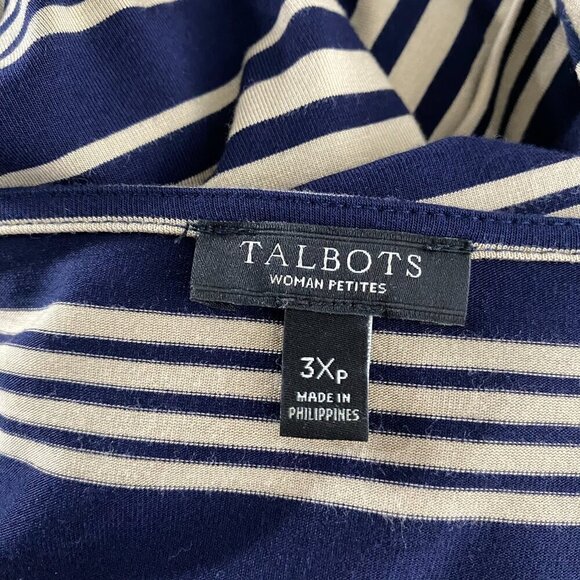 Talbots Dress Womens 3XP Jersey Knit Striped V-Neck Stretch Tie Waist DR-1526 - Picture 7 of 8